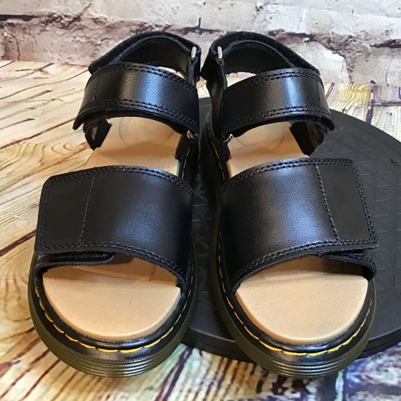 Dr. Martens Kids Black Leather Adjustable Sandals - Picture 2 of 9